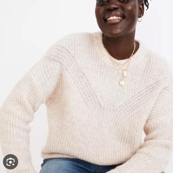 Madewell ribbed sweater in cream, small - Picture 4 of 4
